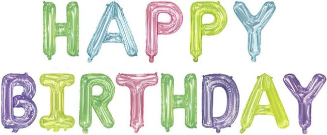 Набор шаров-букв (16"/41 см) Мини-Надпись "Happy Birthday", Ассорти, Кристалл, 1 шт. в упак.