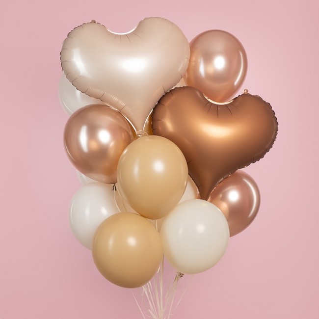 Fa (24''/61 см) Сердце, Люкс, Белый песок, Сатин, 1 шт. в уп.