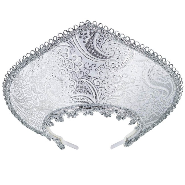 Кокошник-Ободок Узор Зимний серебро, 1 шт.