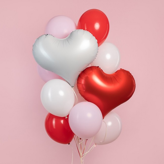 Fa (24''/61 см) Сердце, Люкс, Белый, Сатин, 1 шт. в уп.