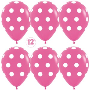 Sp (12''/30 см) /Белые точки, Фуше, пастель, 5 ст. 12 шт.
