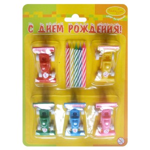 MC Свечи с держателями Машинки 5шт