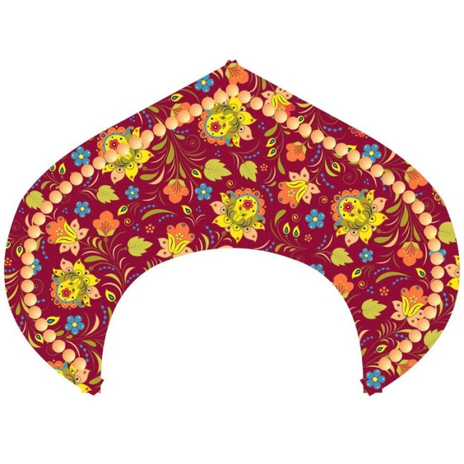 Кокошник-Ободок Узор бордовый, 1 шт.