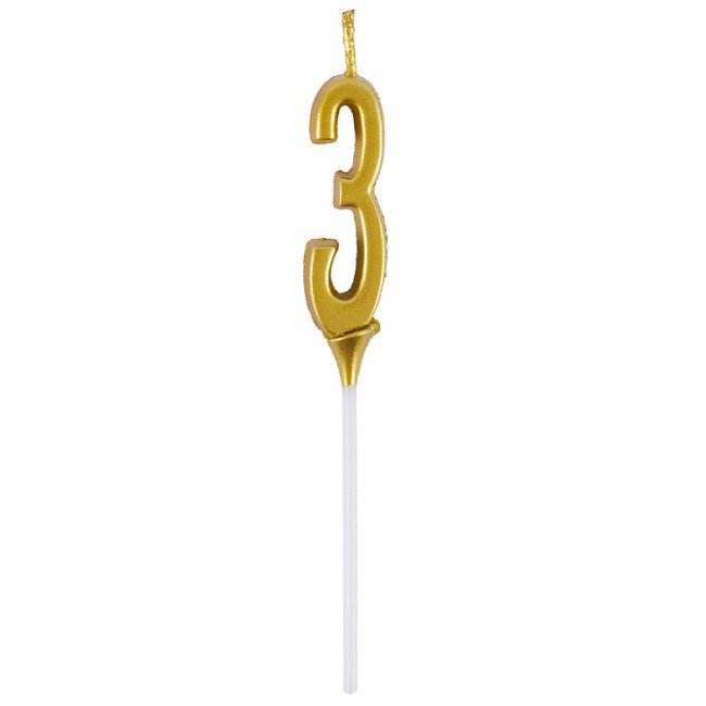 Свеча -цифра "3" Элегант Золото 5см/G 1 шт.