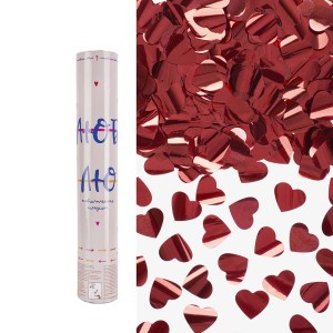 Пневмохлопушка (12/30 см), Люблю, Сердца фольга, Красный, 1 шт.