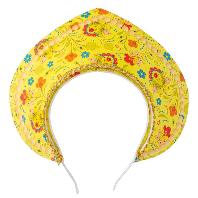 Кокошник-Ободок Узор желтый, 1 шт.