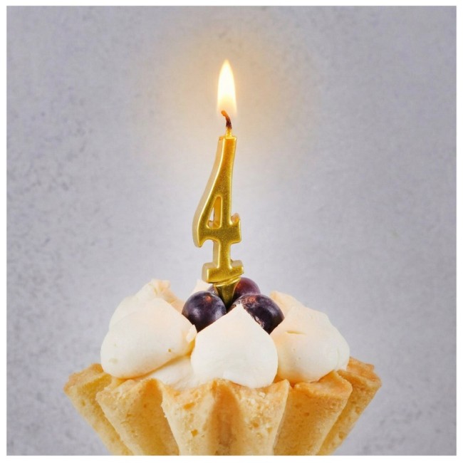 Свеча -цифра "4" Элегант Золото 5см/G 1 шт.