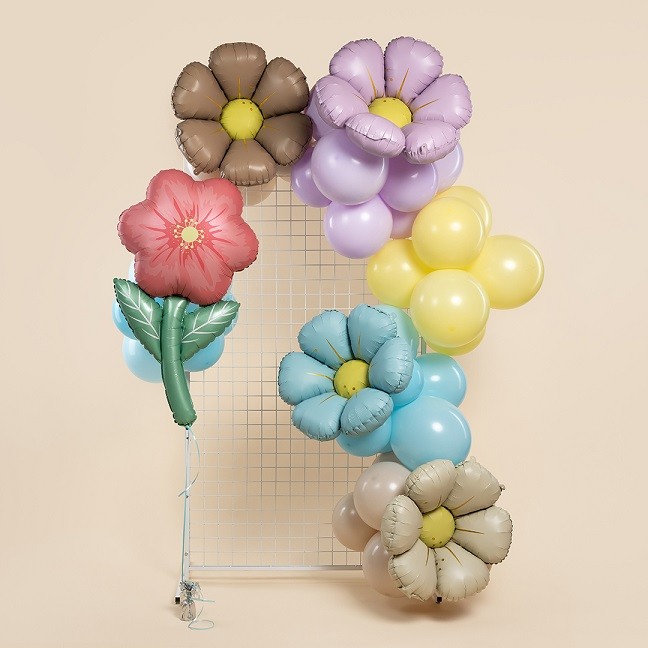 Fa (25''/64 см) Цветок, Ромашка (надув воздухом), Бежевый, Сатин, 1 шт.