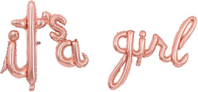 Fa (16"/41 см) Мини-Надпись "It`s a Girl", Розовое Золото, 1 шт.