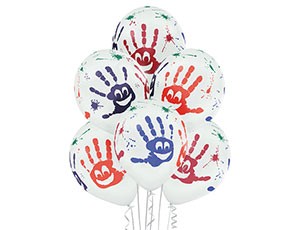 Bb (14''/35см) /Шелкография Пастель Ладошки Улыбка 5цв., 25шт.