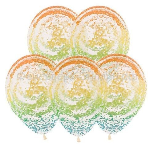Sp (12''/30 см) Шар Граффити, Радуга, Прозрачный (390), кристалл, 12 шт.