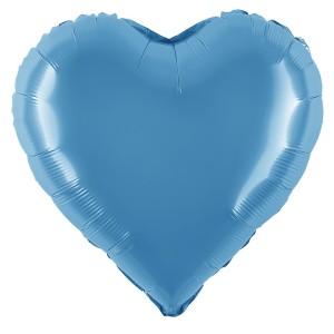 Fa (24''/61 см) Сердце, Голубой, Металлик, 1 шт.