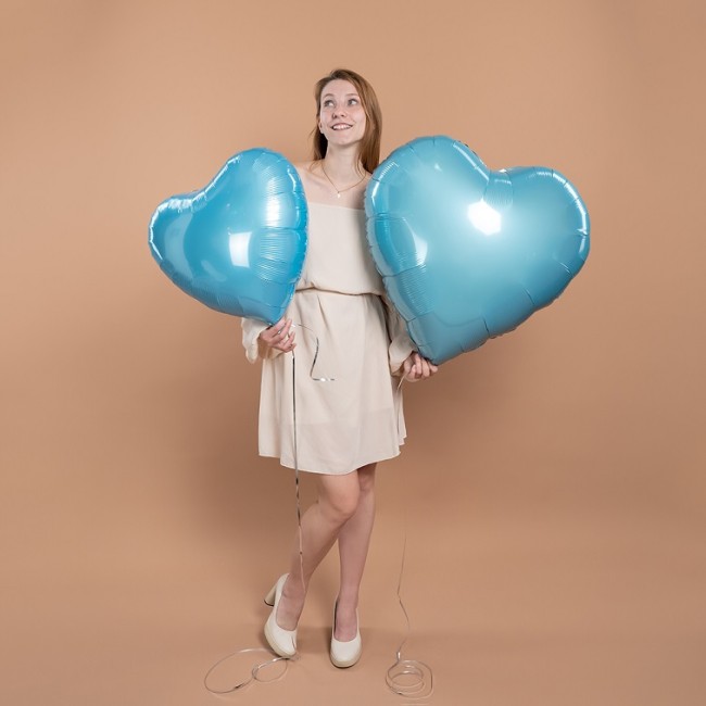 Fa (24''/61 см) Сердце, Голубой, Металлик, 1 шт.