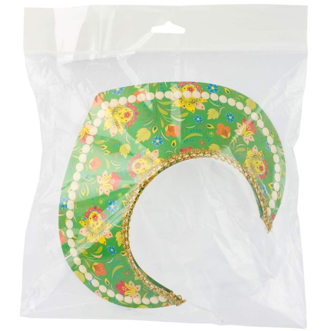 Кокошник-Ободок Узор зеленый, 1 шт.