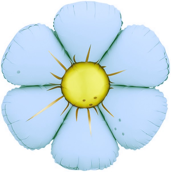 Fa (25''/64 см) Цветок, Ромашка (надув воздухом), Голубой, Сатин, 1 шт.