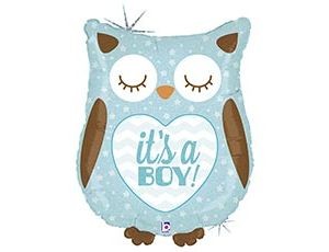 Bt (26"/66 см) ФИГУРА IT'S A BOY Сова голубая блеск, 1 шт.