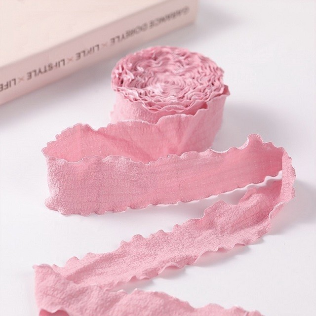 Лента тканевая (4 см*9,14 м) Нежная волна, Розовый, 1 шт.