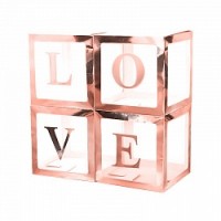 Набор коробок для шаров Love, Розовое Золото, Металлик, 30*30*30 см, 4 шт. в кор.