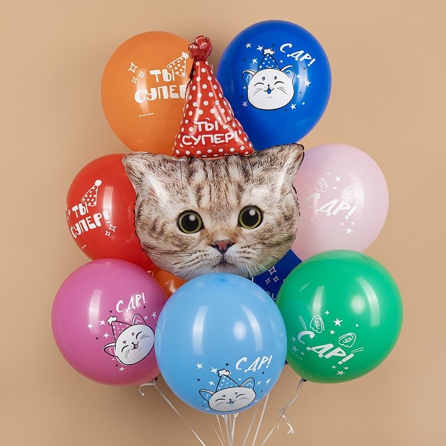 Fa (32''/81 см) Фигура, Котенок в колпачке, 1 шт. в уп.