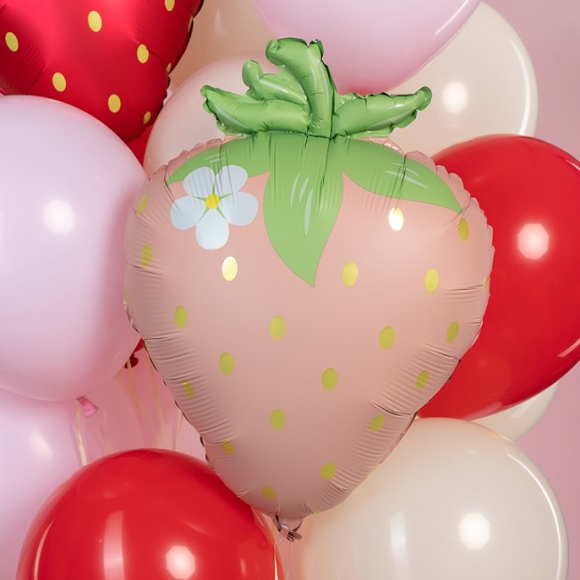 Fa (26''/66 см) Фигура, Клубника с цветком, Розовый, Сатин, 1 шт. в уп.