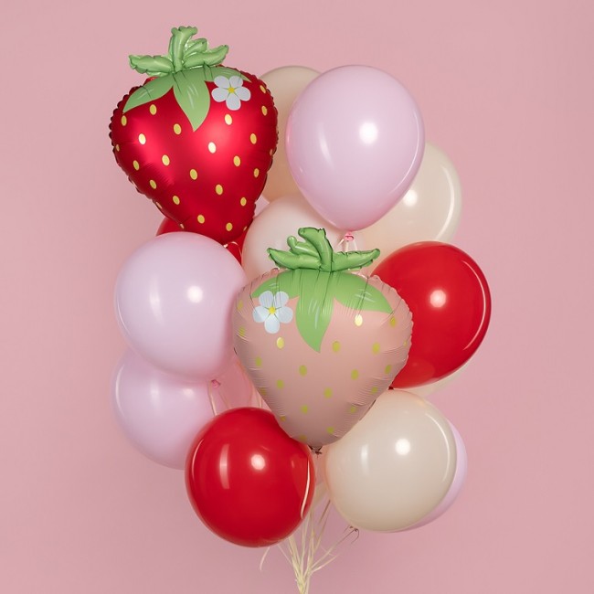 Fa (26''/66 см) Фигура, Клубника с цветком, Розовый, Сатин, 1 шт. в уп.