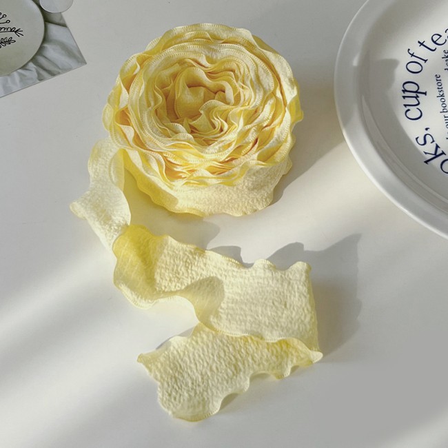 Лента тканевая (4 см*9,14 м) Нежная волна, Нежно-желтый, 1 шт.