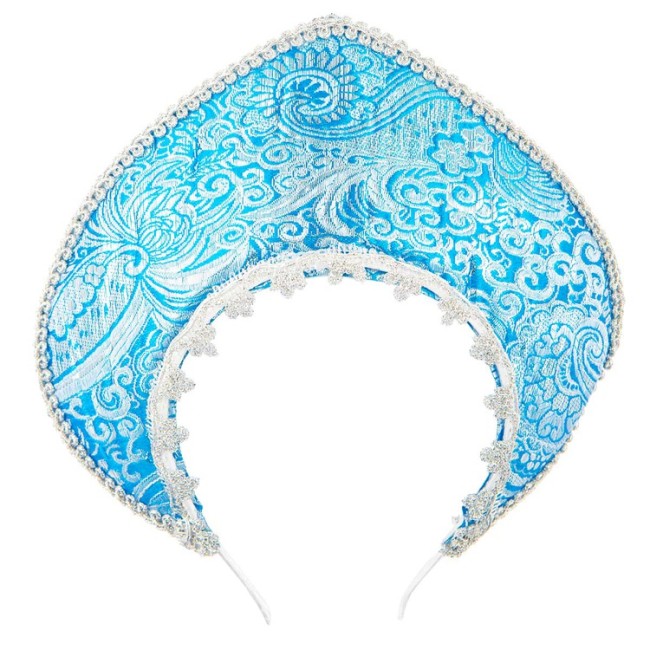 Кокошник-Ободок Узоры голубой/G, 1 шт.