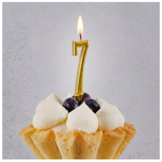 Свеча -цифра "7" Элегант Золото 5см/G 1 шт.