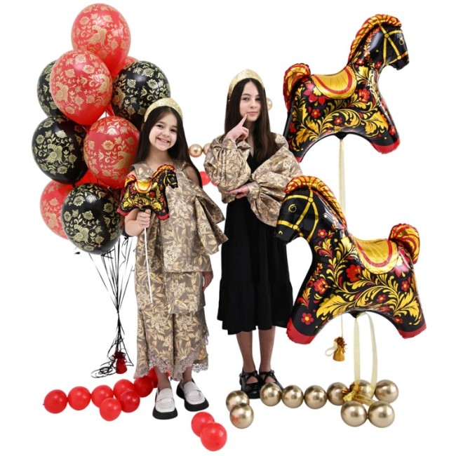 Bb (14''/35 см) Шелкография паст Русский стиль Птица, 25 шт.