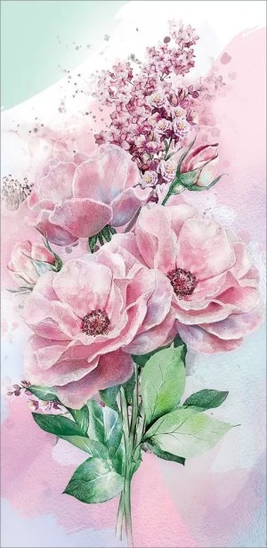 Конверты для денег Нежный букет, Розовый, с блестками, 10 шт.