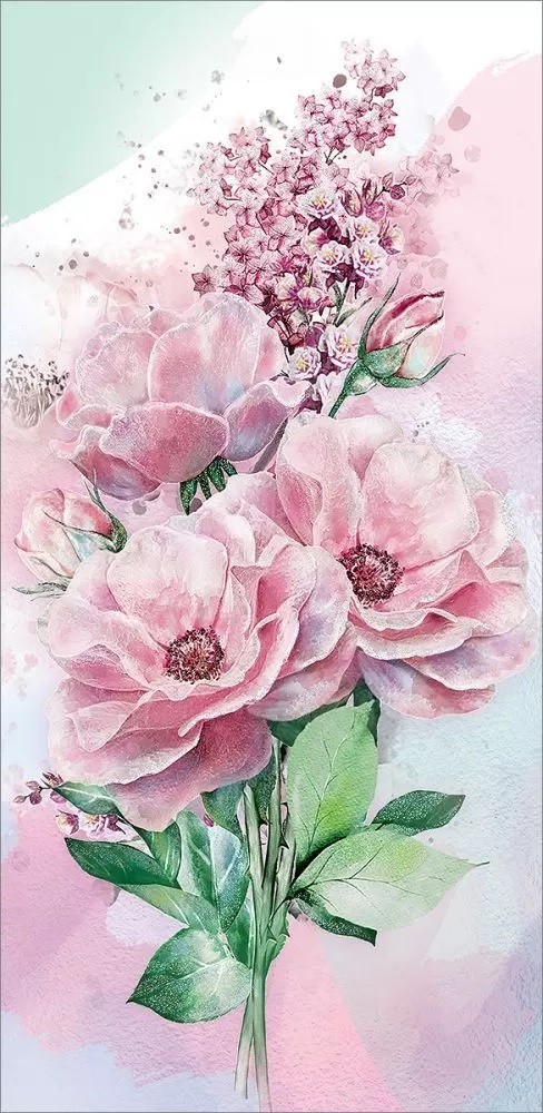 Конверты для денег Нежный букет, Розовый, с блестками, 10 шт.