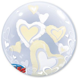 Q (24&quot;/61см) /BUBBLE ИНСАЙДЕР Парящие Сердца Ivory
