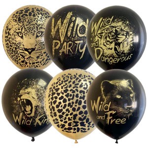 М (12"/30см) BLACK&GOLD ассорти рис Wild Party, 25 шт.