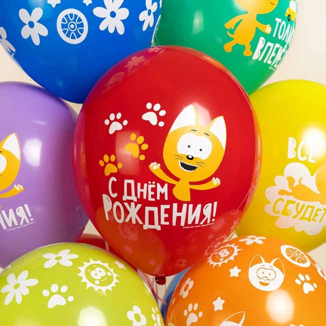 512 (12''/30 см) Котенок Котэ, С Днем Рождения!, Ассорти, пастель, 1 ст, 25 шт.