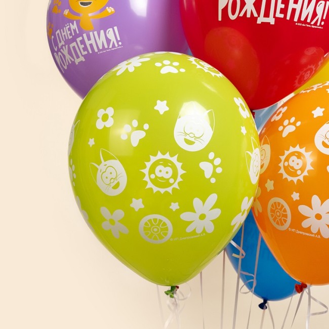 512 (12''/30 см) Котенок Котэ, С Днем Рождения!, Ассорти, пастель, 1 ст, 25 шт.