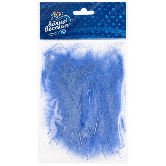 Перья, Премиум, Голубой, 12-15 см, 30 шт.