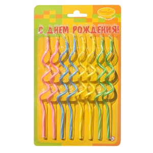 MC Свечи Коктейльные спираль, 12 см, 8 шт.