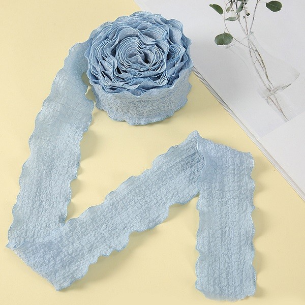 Лента тканевая (4 см*9,14 м) Нежная волна, Голубой, 1 шт.