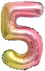 Fa (16''/41 см) Мини-цифра, 5, Нежная радуга, Градиент, 1 шт.