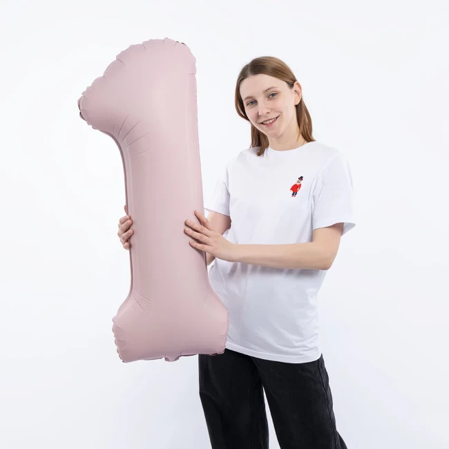 Fm (40''/102 см) Цифра, 1 Slim, Пыльная роза, Сатин, 1 шт. в уп.