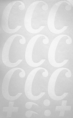 Наклейки буквы 8 см "С" белые, 1 лист