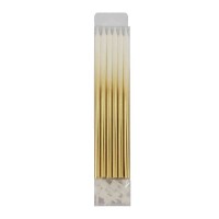 Свечи Металлик White/Gold 15 см с держателями, 12 шт.