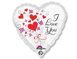 An (18"/46см) /Сердца, ILY Сердца и цветы, 1 шт.