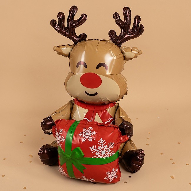 Fa 3D (37''/94 см) Фигура, Олень с подарком, 1 шт. в уп.