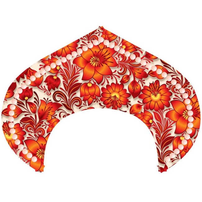 Кокошник-Ободок Цветы красные, 1 шт.