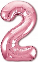 Ag (40''/102 см) Цифра, 2, Slim, Розовый, в упаковке 1 шт.