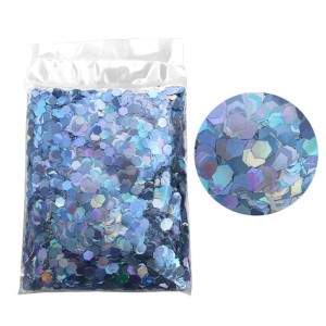 Глиттер "Блестки" лазерный серебряный 6 мм / 100 г /