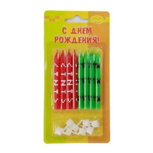 Свечи Пиксели 8 см с держателями, 8 шт.