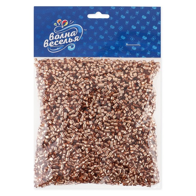 Конфетти фольга Цилиндр, Розовое Золото, Металлик, 0,2 см, 20 г.