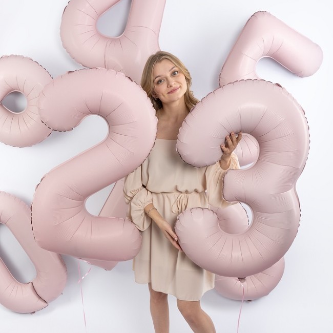 Fm (40''/102 см) Цифра, 3 Slim, Пыльная роза, Сатин, 1 шт. в уп.